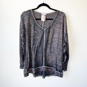 Free People Movement Red Black Burnout Long Sleeve Shirt Women's Size Medium M